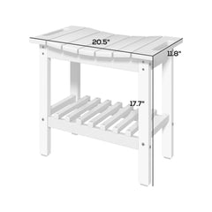 White HDPE Shower Bench with Handles & Storage Shelf – Waterproof & Anti-Slip