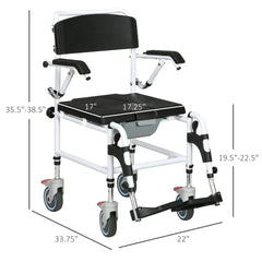 Portable Toilet Commode Chair with Wheels for Shower Use