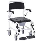 Rolling Shower Commode Chair with Wheels and Flip-Up Arms