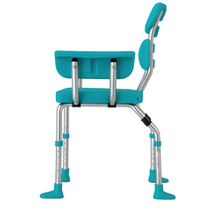 Bariatric Shower Chair with Adjustable Height, Teal Color, Sturdy Aluminum Frame