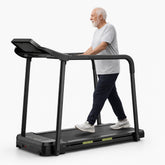Compact walking pad treadmill with foldable design, smooth performance, and large LED display.