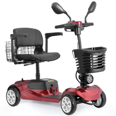 Heavy-duty outdoor folding mobility scooter with stable four-wheel design