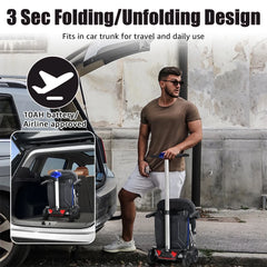Portable travel mobility scooter with 3-second folding design and airline-approved battery