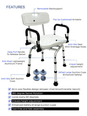 Rotating Shower Chair with Arms and Back - i1204