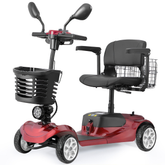 Four-wheel folding mobility scooter for adults and seniors with stable outdoor performance