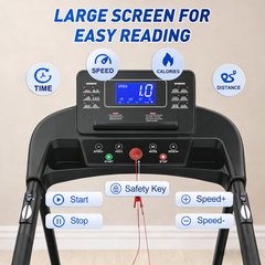 Large LED display with easy to read numbers on walking treadmill