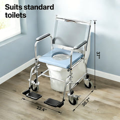 Shower Wheelchair, Fits Over Standard Toilets
