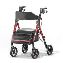 Lightweight folding rollator walker with seat for seniors, 4-wheel mobility walker with big wheels
