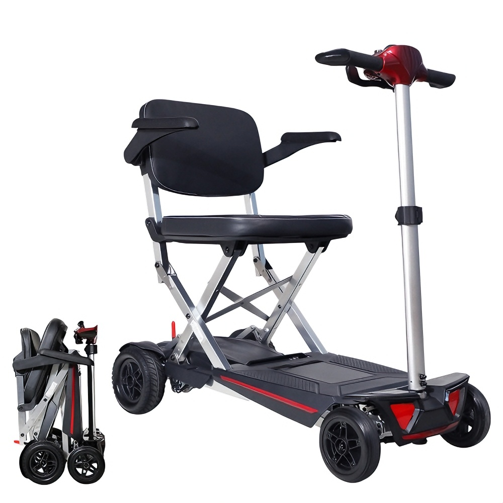 Foldable lightweight 4-wheel mobility scooter for seniors and adults