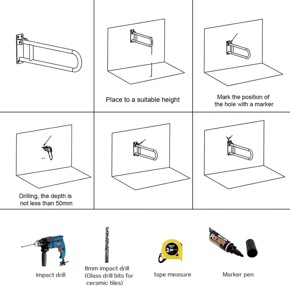 Premium Folding Toilet Grab Bar