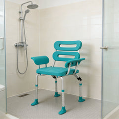 Bariatric Shower Chair Placed in Bathroom Shower Area, Non-Slip Design for Safety