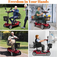 All-terrain mobility scooter used by adults and seniors in outdoor and indoor daily activities