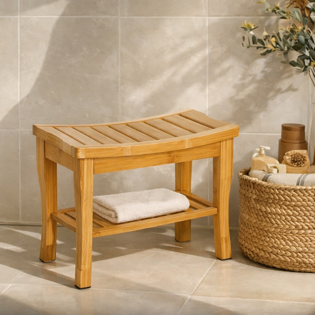 teak-style shower stools