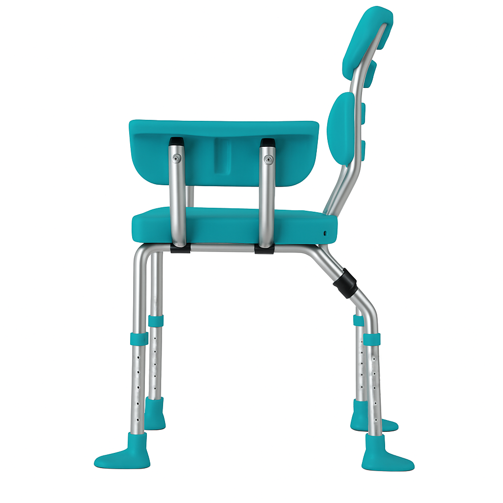 Bariatric Shower Chair with Adjustable Height, Teal Color, Sturdy Aluminum Frame