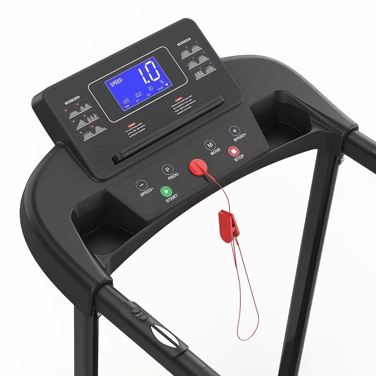 Senior treadmill LED display with large numbers, easy control walking treadmill