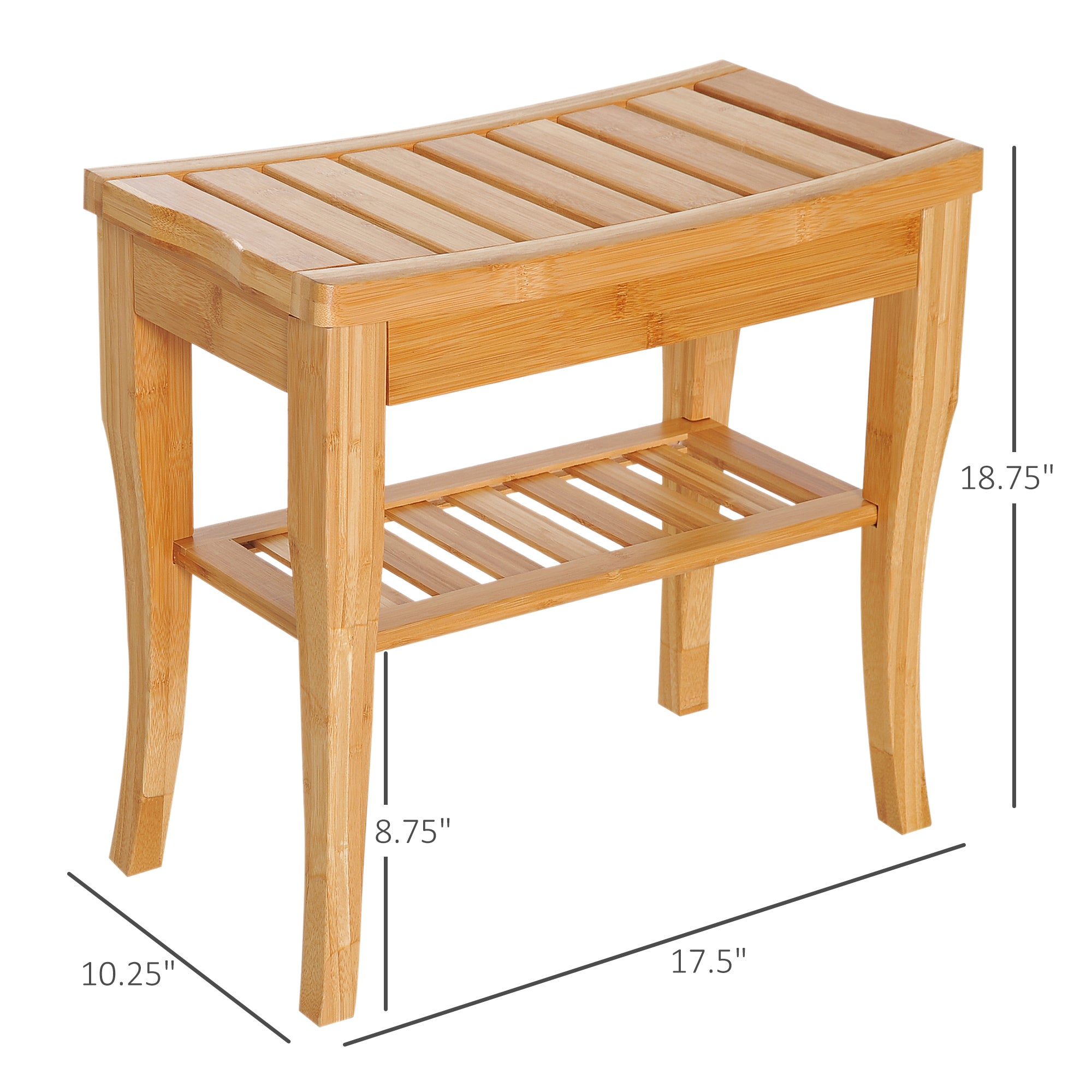 Wooden bench with dimensions on a white background|teak stool for shower