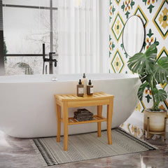 Bamboo Shower Bench with Storage Shelf – Durable, Water-Resistant & Multi-Use