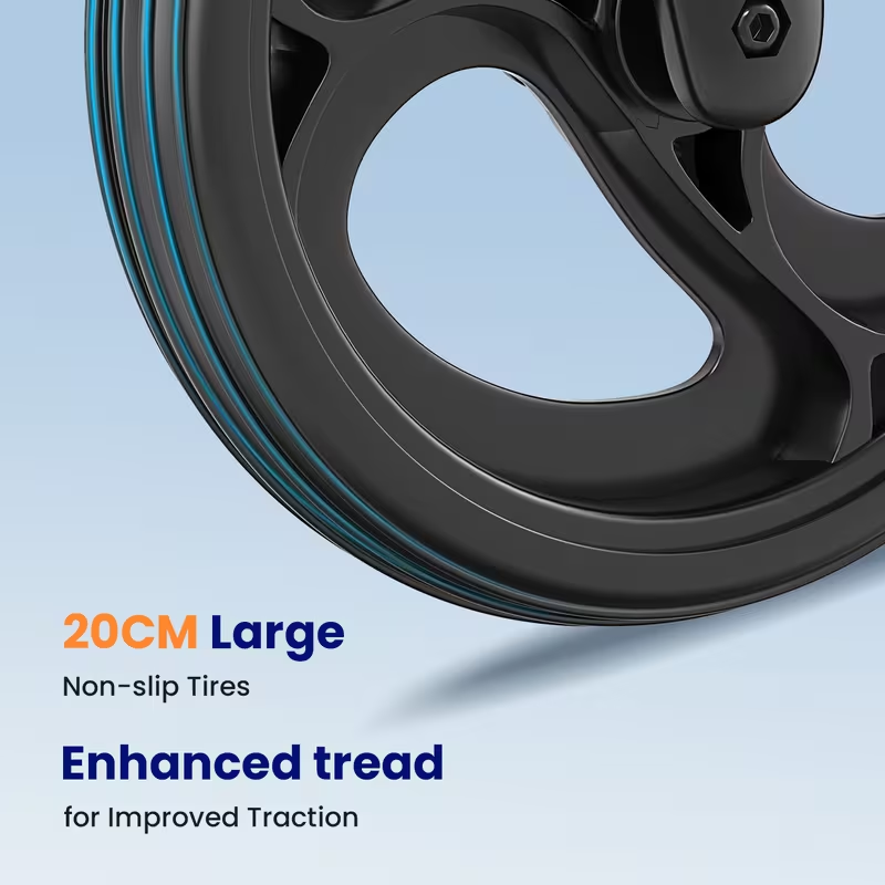 Rollator walker with large 20cm non-slip wheels for seniors, improved traction 4-wheel walker