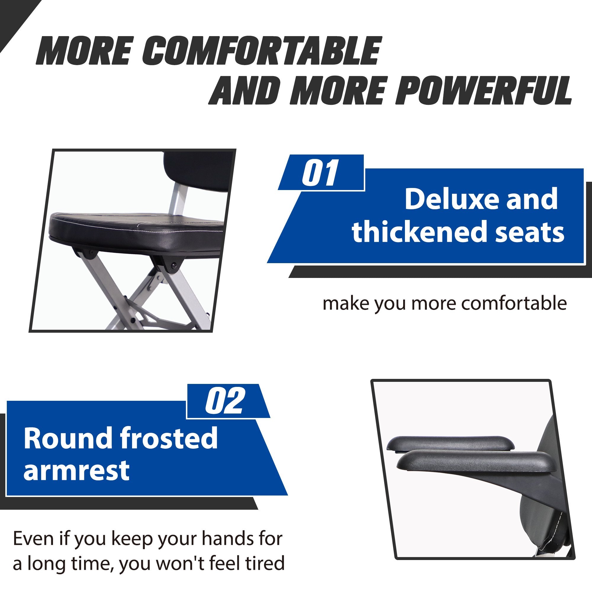 Comfortable mobility scooter seat with thick padding and ergonomic armrests