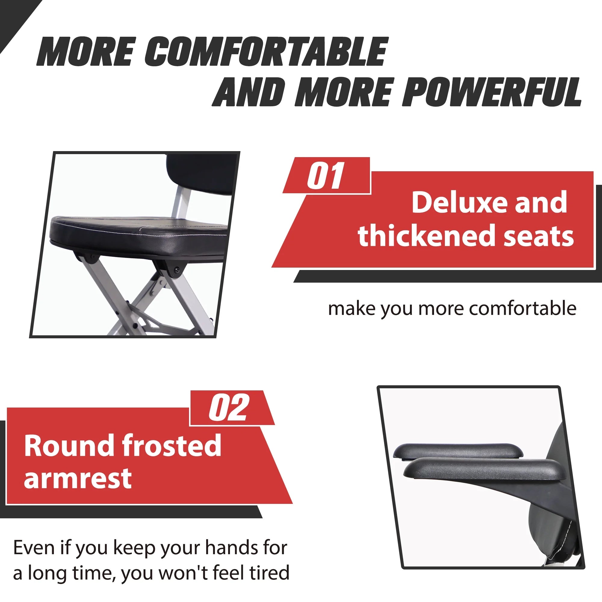 Comfortable padded mobility scooter seat with ergonomic armrests