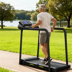 Walking treadmill for seniors used at home, safe daily walking exercise for elderly