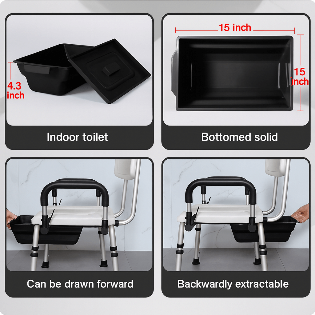 2-in-1 Height-Adjustable Commode Shower Chair