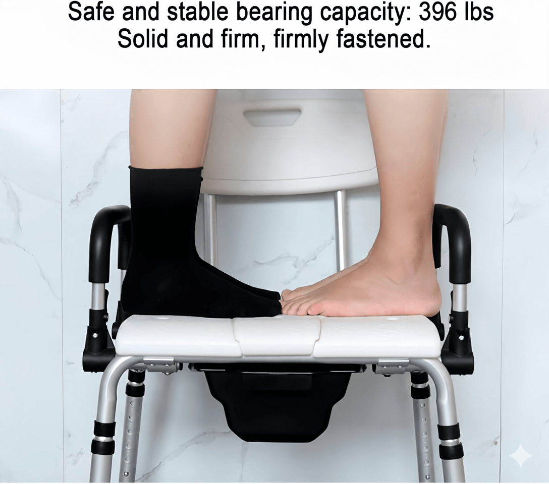 2-in-1 Height-Adjustable Commode Shower Chair