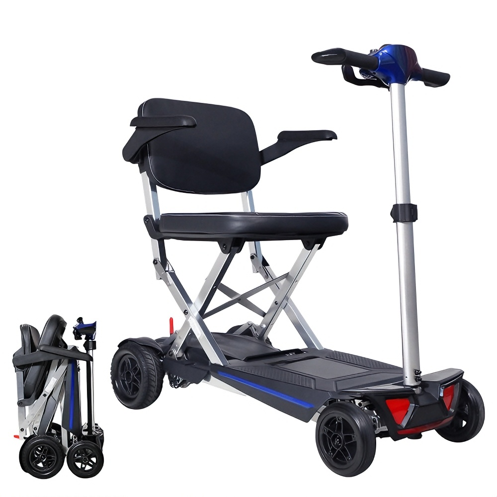 Foldable lightweight 4-wheel mobility scooter for seniors and adults